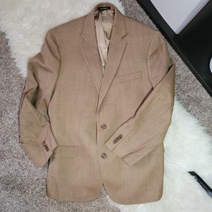 Lauren By Ralph Lauren Slim Sport Coat Blazer Brown Herringbone Silk Wool 44 R